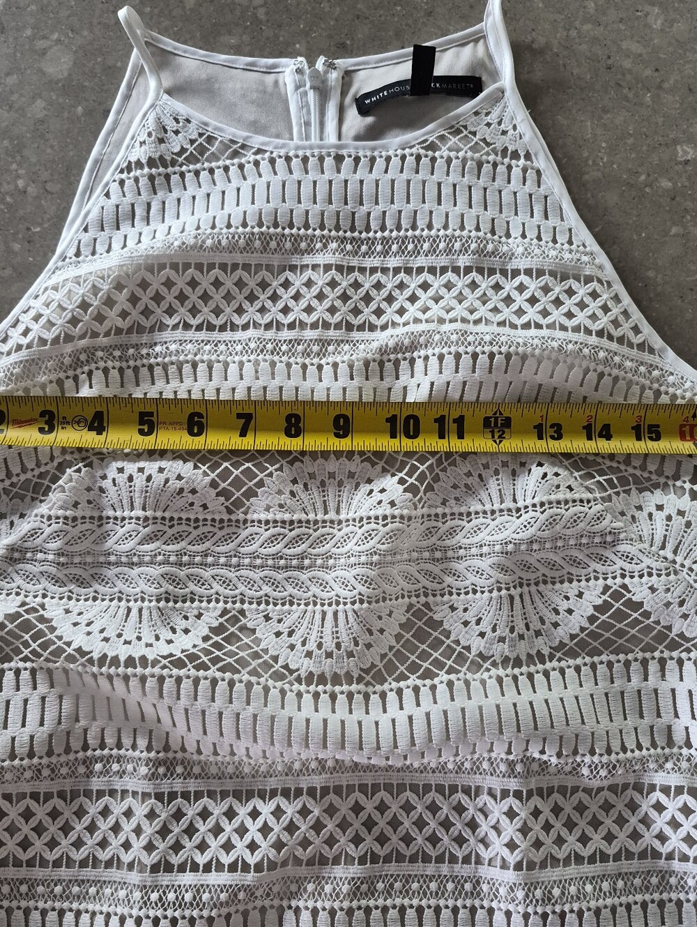 White House Black Market Crochet Dress Womens Size 6 Off White Beige Cream - Picture 6 of 14
